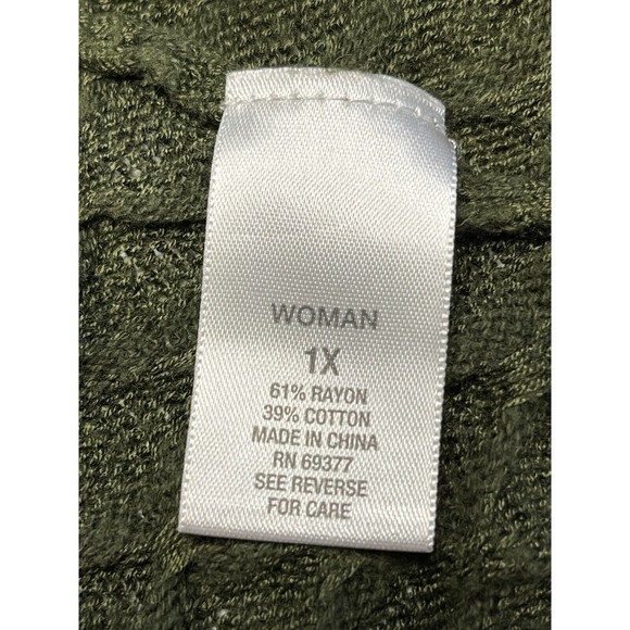 Dress Barn Green Knit Open Front Sweater Cardigan Plus Sz 1X - Picture 5 of 10